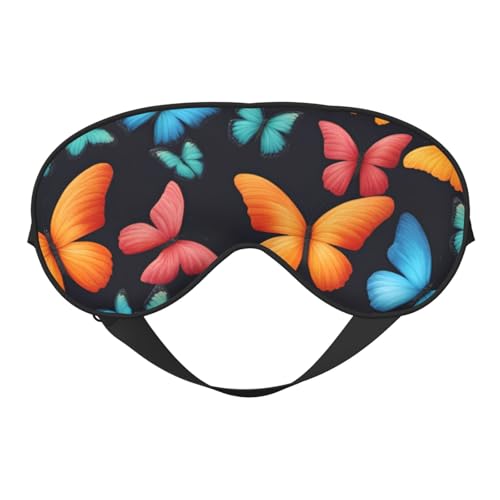 Colorido estampado de mariposa para mujeres y hombres, correa ajustable de dos caras, sombra de ojos, para dormir, viajar, relajarse, máscara de ojos opaca
