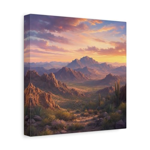 Impression sur toile désert et coucher de soleil avec châssis épais 3cm