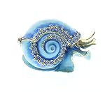 Snail Trinket Box, Hand Set Blue Swarovski Crystal, Hand Painted Blue Pearlized Enamel Over Solid Pe