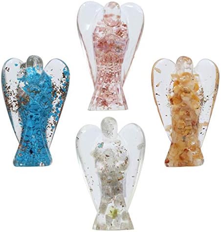 FASHIONZAADI Opalite Gemstone Angel Guardian Pocket Angels Figurine For Reiki Healing Crystal Statue Hand Carved Chakra Balancing Aura Cleansing & Love Crystals Size :- 50-60 Mm Apr. (Set of 3)