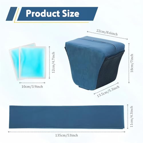 Separador de rodilla de cuña, almohada de posición de rodilla para silla de ruedas, cojín de soporte para piernas, bolsillos de malla, para recuperación de cirugía de abducción de cadera