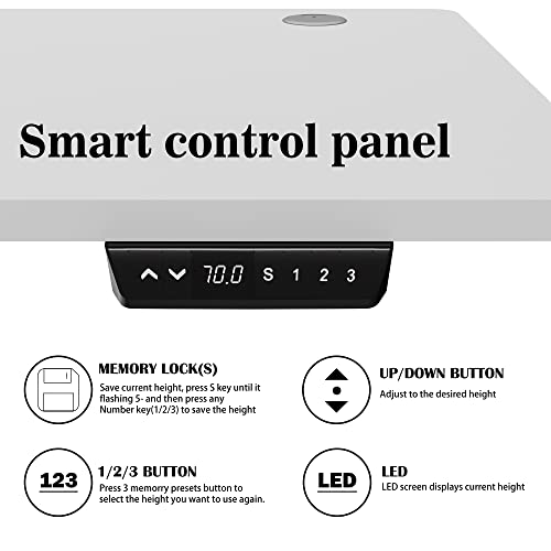 Meilocar Height Adjustable Electric Standing Desk, Sit Stand Computer Desk With Memory Controller, Home Office Workstation Stand Up Desk With Splice Board, 48" X 24" Tabletop (White Top + White Frame) #TOP4