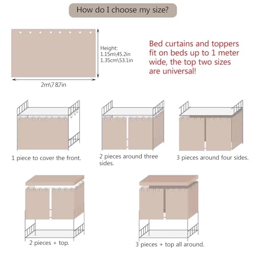 Cortinas opacas para litera con tejido denso y transpirable de 1.15M 3