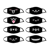 BIFHIG 8 Máscaras Negras, Lindas Máscaras De Algodón, Máscaras Transpirables De Moda, Reutilizables, Cubierta Antipolvo para Montar En Verano.