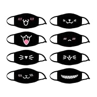 BIFHIG 8 Schwarze Masken, Süße Baumwollmasken, Modische Atmungsaktive Masken, Wiederverwendbar, Sommerreit-Staubschutzhülle.
