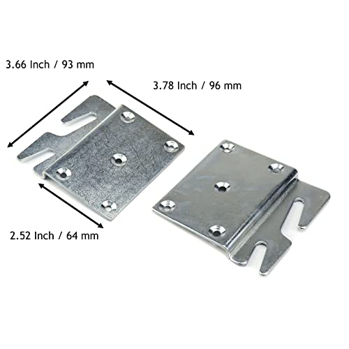 Mcredy 4 PCS Heavy Duty Universal Wood Bed Rail Hook Plates for Frame Bracket Headboard Footboard Replacement Parts, Screws Included - Image 2