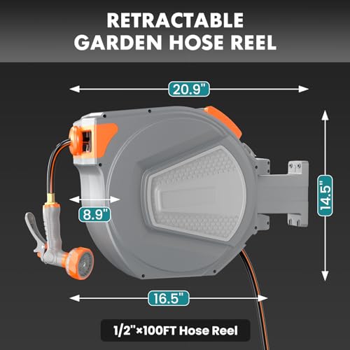 OLIXIS Retractable Garden Hose Reel, 1/2'' x 100 ft Water Hose with Nozzle by OLIXIS - Used condition - Image 2