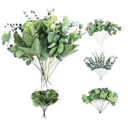 35 Ramas Eucalipto Artificiales, Eucalipto Preservado Falsas, Plantas Artificiales Decorativas Plástico, Ramas Secas Decorativas Realistas, para Bodas Hogar Oficina Arreglos Florales