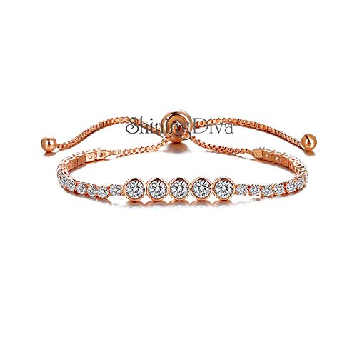 Image of Shining Diva Fashion Full Crystal Charm Stylish Gold Plated Charm Bracelet for Women