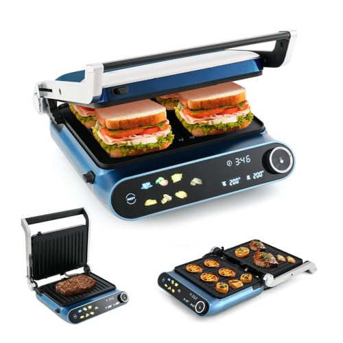 ARLIME Panini Grill Press Sandwich Maker, 1200W Electric Griddle with LED Touch Panel, 7 Grilling Modes, Dishwasher Safe Non-stick Plates, Removable Drip Tray, Indoor Grill for Burger, Cheese, Steaks