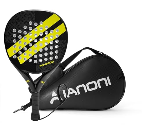 ianoni Padel Racket with Bag Carbon Fiber Surface with EVA Memory Flex Foam Core Padel Tennis Racquets Paddle Tennis Racket-8200 yellow