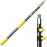 5-18 FT Long Telescopic Extension Pole, Multi-Purpose Aluminum Alloy Telescoping Rod with Universal Twist-on Metal Tip Flip-Lock Design, for Painting Cobweb Dusting, Window Cleaning, Christmas Lights