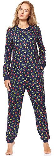 Preisvergleich Produktbild Merry Style Damen Schlafanzug Strampelanzug Schlafoverall MS10-187 (Marine Geschenk, XXL)