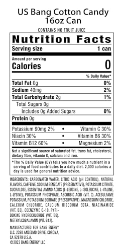 Bang Energy Cotton Candy, Sugar-Free Energy Drink, 16-Ounce (Pack of 12)