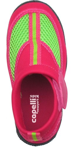 Capelli New York Toddler Girls Aqua Shoes with Striped Ribbon Green Combo