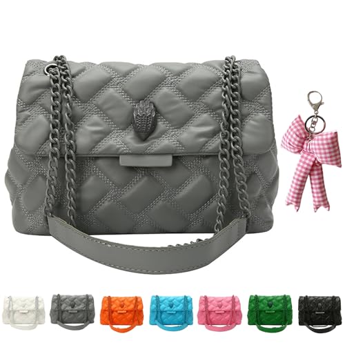 Womens Elegant Quilted Design Cute Shoulder Bag,Quilted Shoulder Bag with Chain Strap,Fashionable Leather Crossbody Purse