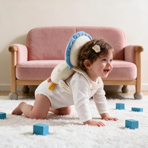 Image of Baby Head Protection Backpack - Soft Lightweight Fall Cushion for Toddlers During Crawling & Walking, Helps Ease Impact from Backward Tumbles(Colorful Lion)