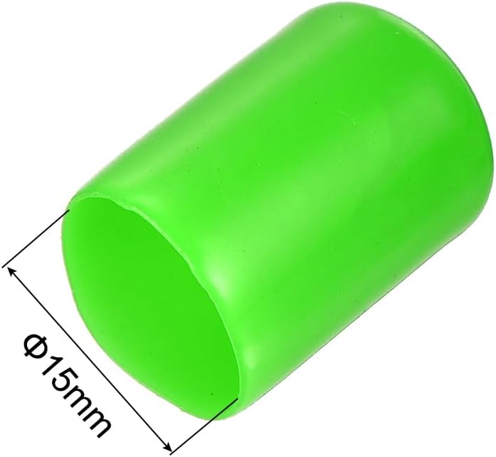 uxcell ゴム製エンドキャップ 15mm ID ビニールキャップカバー スクリュープロテクター グリーン 100個