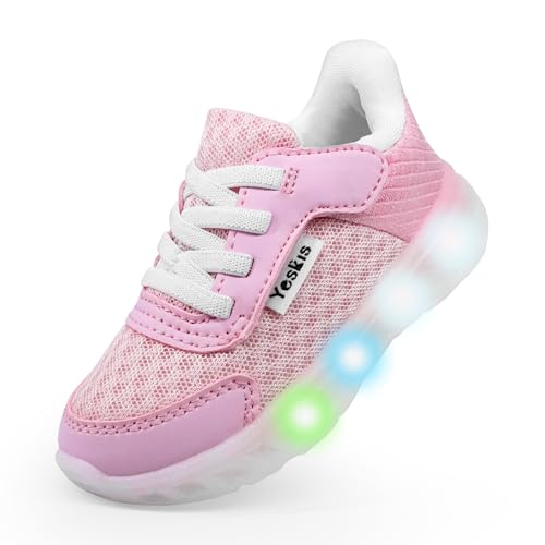 YESKIS Toddler Girls Light Up Shoes Breathable Lightweight Mesh Non-Slip Running Sneakers for...