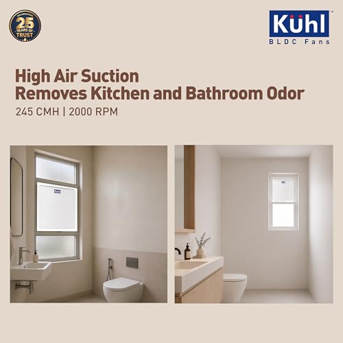 Image of KUHL Ventis 6 inch BLDC Ventilation /Exhaust Fan | 4W | 150mm Sweep | 2000 RPM | 245 CMH Air Delivery | High Air Flow & Low Noise | Ideal for Kitchen, Bathroom & Office | 5 Year Warranty | White