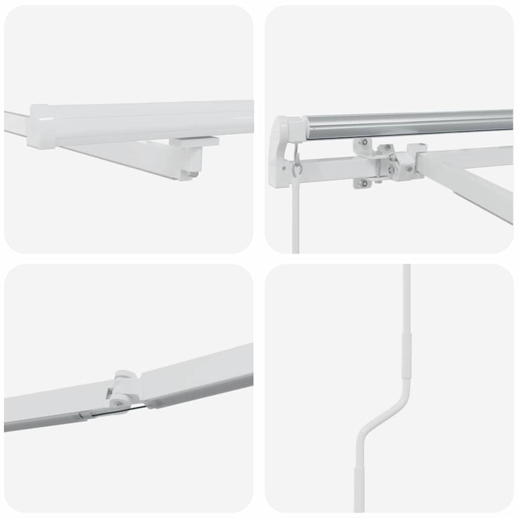Rama markizy z listwami świetlnymi LED, biała, 450 x 300 cm, aluminiowa, wysuwana, do zadaszenia tarasu, wytrzymała ochrona przed słońcem, balkon i ogród