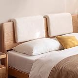 M Mute Touch 2 almohadas colgantes para cabecero de cama con funda de forro polar bereber extraíble, cojines de lectura para tapicería para dormitorio (marfil)