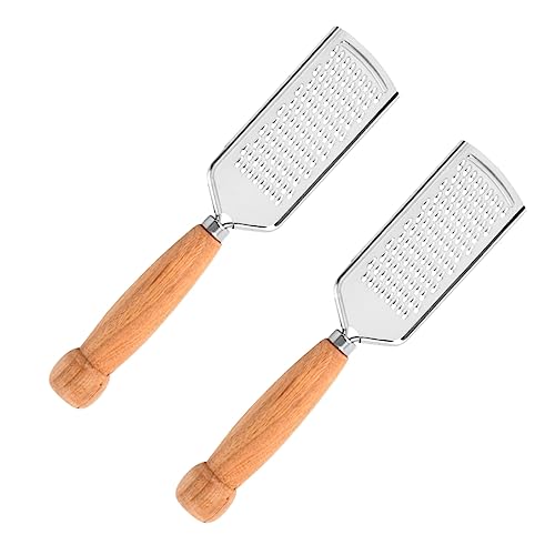 Cabilock 2 Piezas rallador con mango de madera inoxidable colador ralladores rallador de queso rotatorio rallador de verduras cheese grater cortador de mantequilla cortaquesos