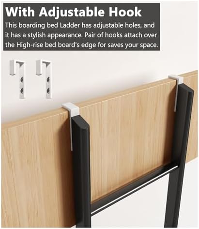 Black Egress Ladder for Basement Windows, Bunk Bed Climbing Step, Twin Bed Side Ladder for RVs & Travel Trailers, 65 Inch (1.65m) Home School Use