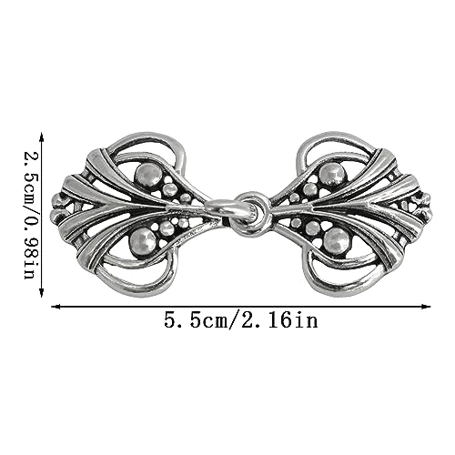 yyangz Shawl Clip 4 Pairs Antique Silver Cape or Cloak Clasp Fasteners Sew On Hooks and Eyes Cardigan Clip