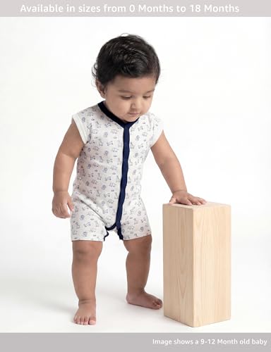 Image of Amazon Brand - Symbol Unisex 100% Cotton Half Sleeve Baby Rompers (Available in Pack of 3 & 6)