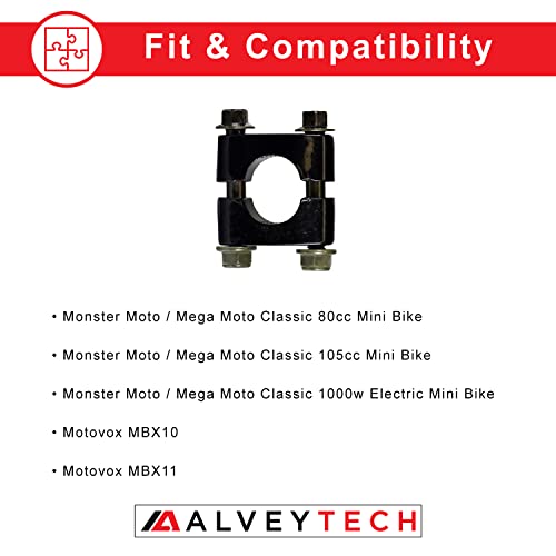 Alveytech Handlebar Riser - For The Monster Moto/Mega Moto Mm-B80, Classic 105Cc, Classic 1000W, Coleman Rb100, Motovox Mbx10/Mbx11 Mini Bike, Adjustable Clamp Stem Risers Fits Any 7/8" Handle Bar #TOP5