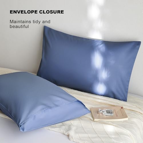 DCSKY Cotton Standard Pillowcases - Set of 2, 800 Thread Count Cotton Pillowcases - Soft and Breathable Envelope Closure Pillow Cases - 20x26 Pillow Covers for BedDiamond Blue — view 3