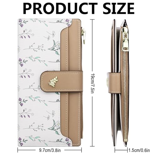 Wallet Women Slim Wallets for Women with RFID Cute Thin Brown Women's Wallet Kawaii Flower Womens Ladies Card Holder Wallets4