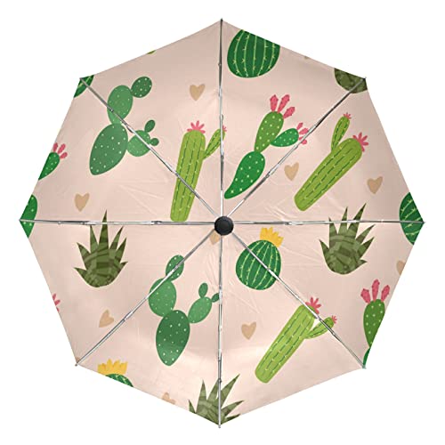 Parapluie cactus vert Vnurnrn léger avec motif mini coeur romantique