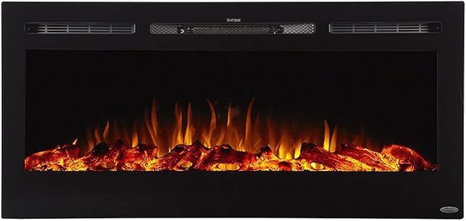 Image of Touchstone Smart Electric Fireplace-The Sideline 45 inch Wide-in Wall Recessed - 30 Realistic Ember Color /Flame Options - 1,500W Heater w /Thermostat - Log & Crystal Hearth Options - Alexa /WiFi Enabled