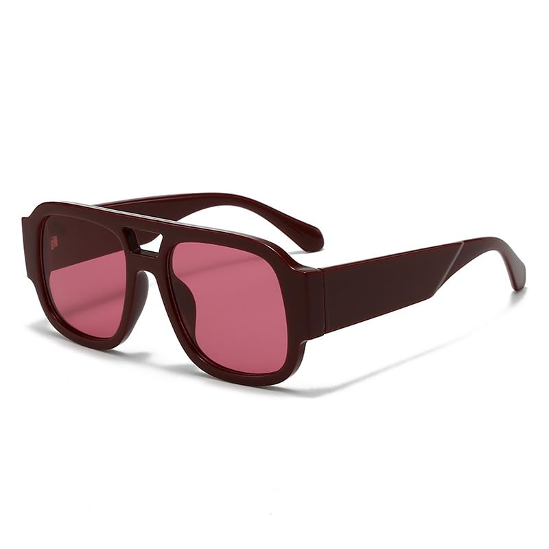 Retro Oversized Sunglasses for Women Men, Red Large frame Sun Glasses-image-30