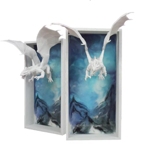 Fermalibri a forma di drago di ghiaccio volante, dipinto a mano, con drago blu o nero, regalo per gli amanti dei libri, decorazione per la casa e la biblioteca, decorazione per librerie fantasy (blu