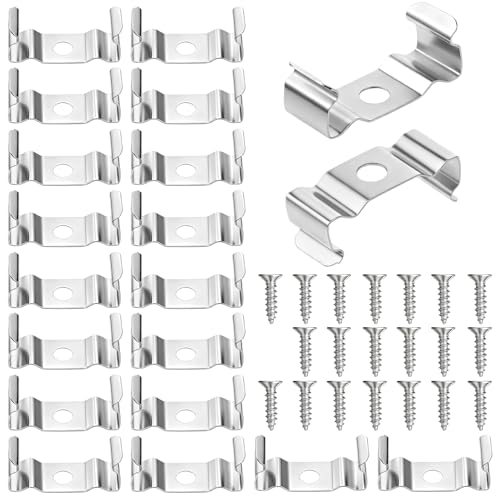FdcZeyxior - T5 Clips Bracket Hanger for Integrated Tube Light Fixture, 20 Pcs Fluorescent Tube Light Fixture Holder Clamps with Screws for T5 Led Fluorescent Bulbs, Ceiling or Shop Lamp Fixtures Installation