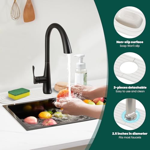 Beekfect 23.6" Stone Kitchen Sink Splash Guard, Instant Dry Diatomaceous Earth Faucet Mat for Kitchen Bathroom Sink Countertop, Behind The Faucet Super Absorbent Stone Sink Tray, White by Beekfect - Image 5