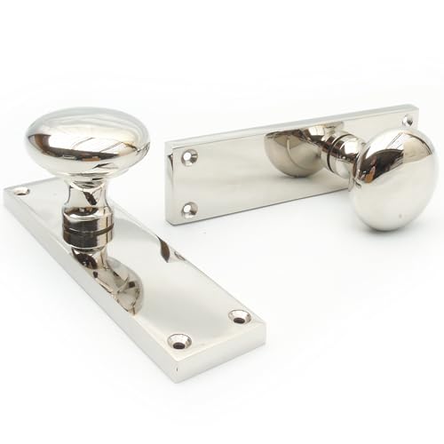 Jones & Grey New York Style Polished Nickel Chrome Silver Door Handles Knobs on Back Plate