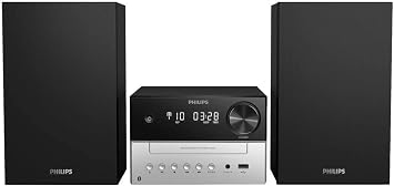 Philips Audio M3205/12 Micro Music System with Bluetooth (Hifi System, FM Radio, USB, CD, MP3-CD, USB Port for Charging, 18 W, Bass-Reflex Loudspeakers, Digital Sound Control)