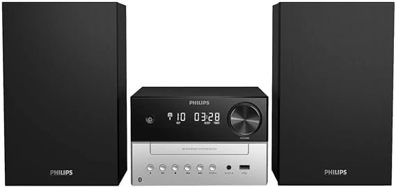 Philips Audio M3205/12 Micro Music System with Bluetooth (Hifi System, FM Radio, USB, CD, MP3-CD, USB Port for Charging, 18 W, Bass-Reflex Loudspeakers, Digital Sound Control)