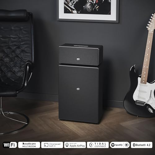 Image of Audio Pro DRUMFIRE MKII Wireless Speaker | High Fidelity, Multiroom Bluetooth Speaker w /RCA & WiFi Input (2.4 & 5GHz) | Built-in Chromecast, AirPlay2 & Spotify Connect Compatible | Black