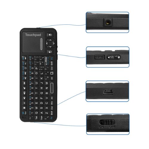 (IMPORTADO DE REINO UNIDO) Pro Mini 2.4 GHz RF Mini teclado inalámbrico con Multi Touchpad y láser puntero KP-810 - 10A iPazzPort 