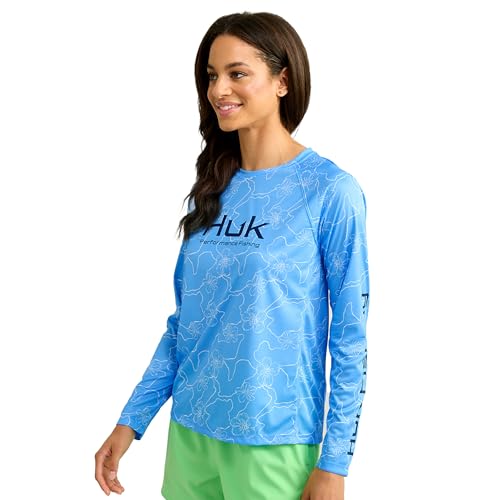 T-Shirt à Manches Longues et col Rond HUK Pursuit pour Pêche en Mer