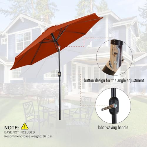 MIXPATIO 9ft Outdoor Patio Umbrella with Push-button Tilt, Market Umbrella with 8 Ribs (Red)