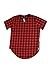 OLRIK Mens Fashion Side Zip Unbalance Long Short Sleeve T-shrts Red XL