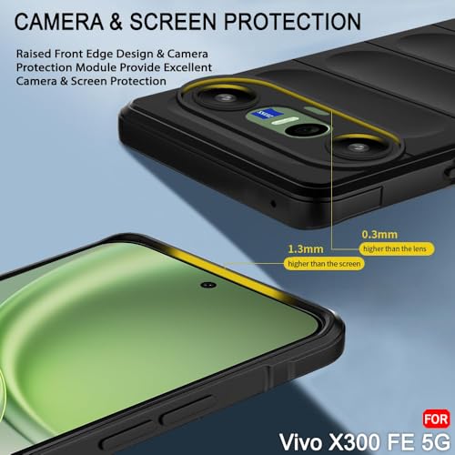 Image of TheGiftKart Liquid Silicon Back Cover Case for Vivo X300 FE 5G | Shockproof Military Grade Protection | Micro-Fibre Cloth On Inner Side | Anti-Slip Grip Back Case Cover for Vivo X300 FE (TPU, Black)
