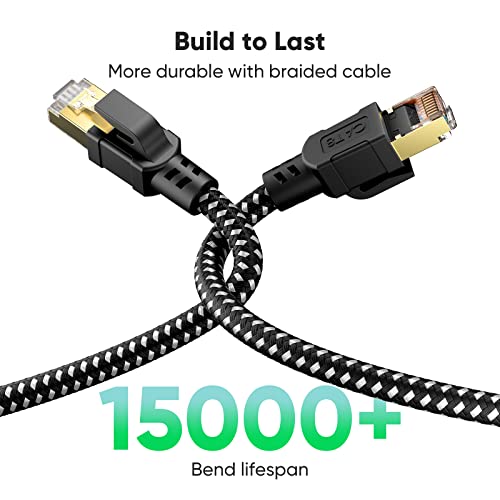 Busohe Cat 8 Ethernet Cable 6Ft 2Pack, High Speed Braided Shielded Heavy Duty Rj45 Lan Internet Network Cable, 40Gbps 2000Mhz Gigabit Patch Cord Compatible For Modem/Router/Gaming/Pc #TOP5