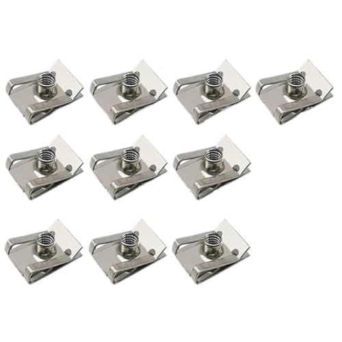 10PCS Stainless Steel U Type Clips with Thread, M4 M5 M6 M8 Reed Nuts Fastener for Car Motorcycle Scooter Replacement Parts(M6)